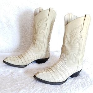 Ivory Caiman Crocodile Western Boots